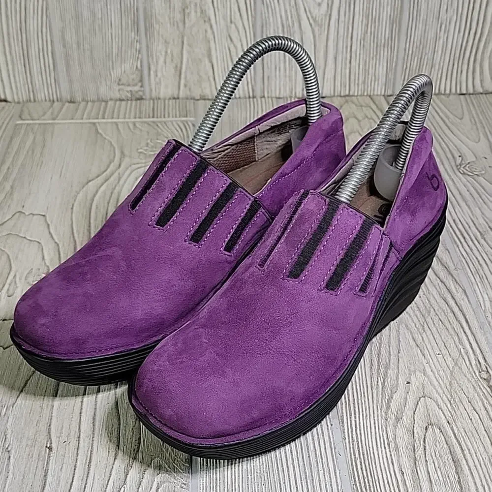 Bionica Purple Leather Wedge Clogs Womens Size 7 - Picture 10 of 13